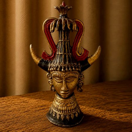 Handcrafted Brass Dhokra Tribal King Bust Sculpture